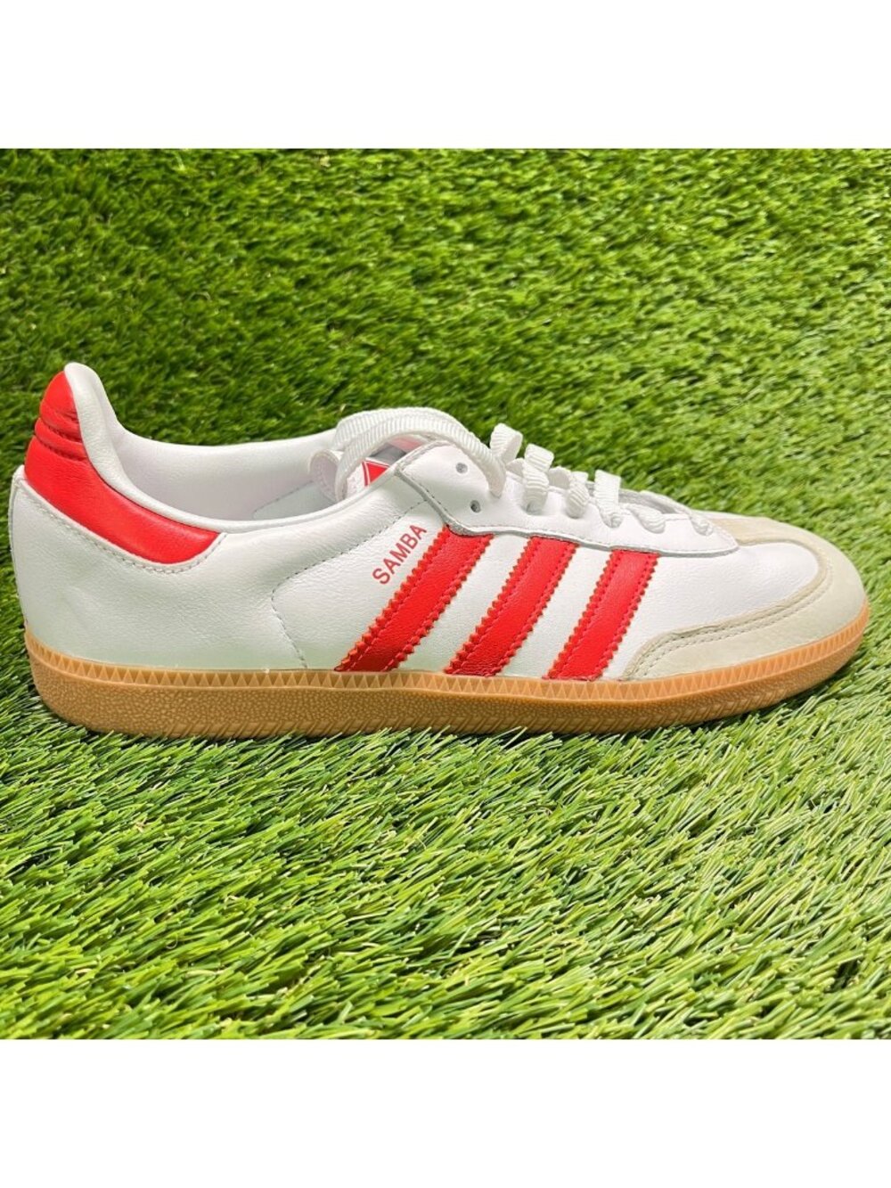 Adidas Samba OG Womens Size 9 White Red Gum Athletic Leather Shoes Sneakers
